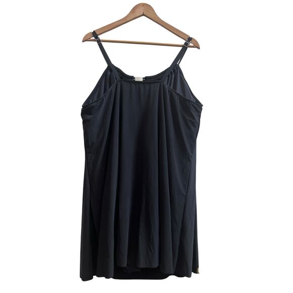 Aqua Green Black High Neck One Piece Attached Brief Swim Dress Plus Size 24 New - Picture 4 of 13